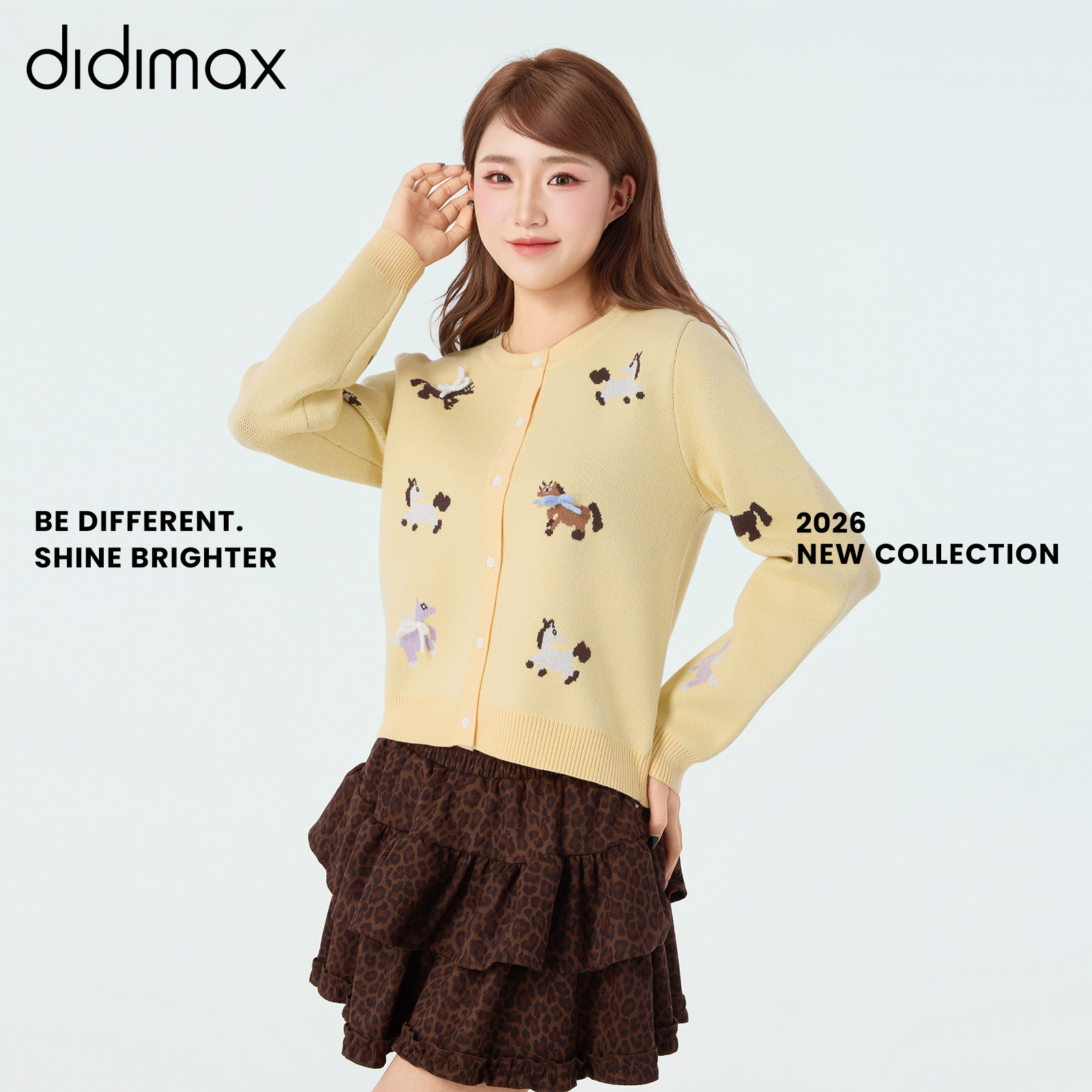 didimax春季新款黄色针织开衫圆领毛衣 原创设计小马刺绣C27246,女装/女士精品,毛针织衫,淘宝优惠券,粉丝福利购,淘宝优惠卷