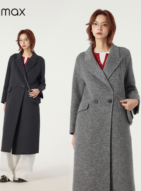 didimax冬季新款中长款西装毛呢外套 上面呢子大衣 配小包W35951
