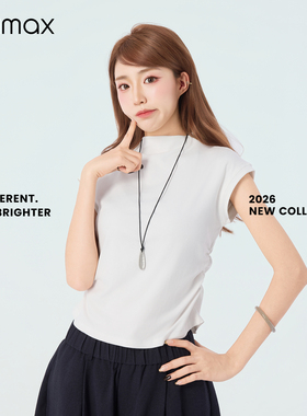 didimax春季新款灰色针织棉打底衫 半高领短袖收腰蝙蝠袖C47263