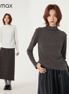 didimax冬季新款纯色半高领打底衫 女长袖上衣保暖小衫内搭W46079