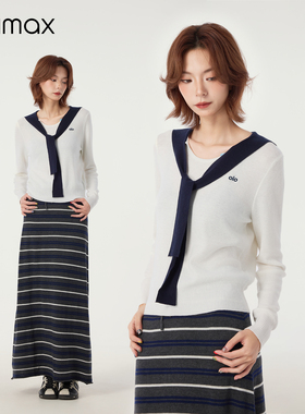 didimax冬季新款纯色打底衫 藏青围巾搭配 长袖上衣女W45829