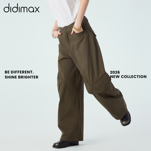宽松立体剪裁长裤 didimax春季 裤 军绿色立体口袋工装 C57045 新款