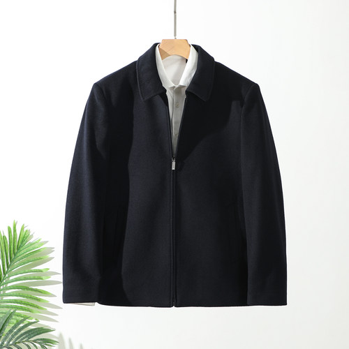 行政风！绵羊毛混纺！男士秋冬商务休闲保暖翻领拉链夹克毛呢外套