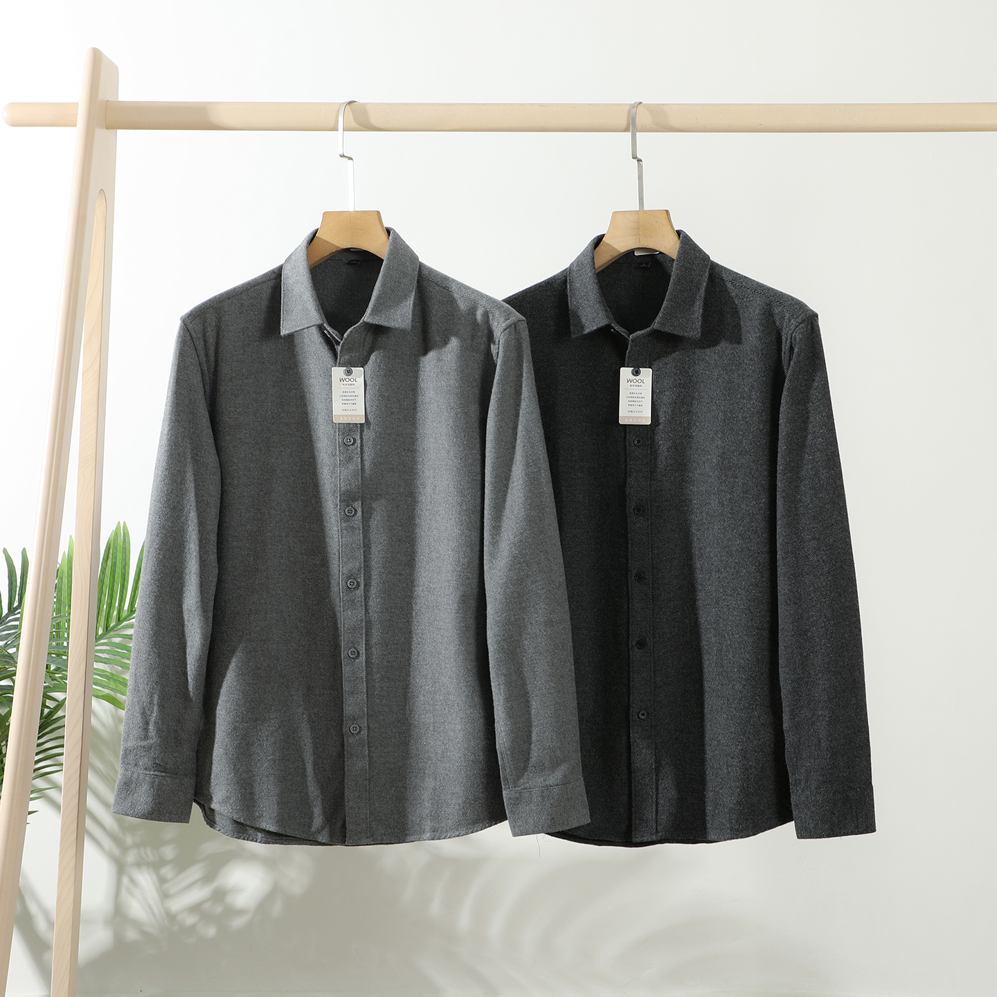 品质推荐！绵羊毛混纺！秋冬男士舒适软糯磨毛纯色衬衫商务厚衬衫