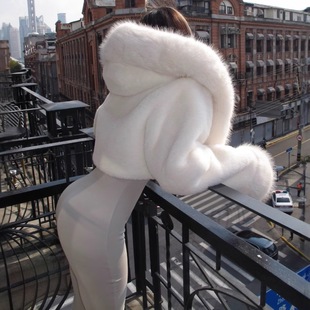 2025新款 皮草外套女 秋冬保暖进口天鹅绒貂皮大衣女整貂连帽中长款