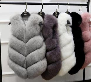 清仓特价皮草马甲短款秋冬仿狐狸毛马甲新款毛毛马甲修身保暖加厚