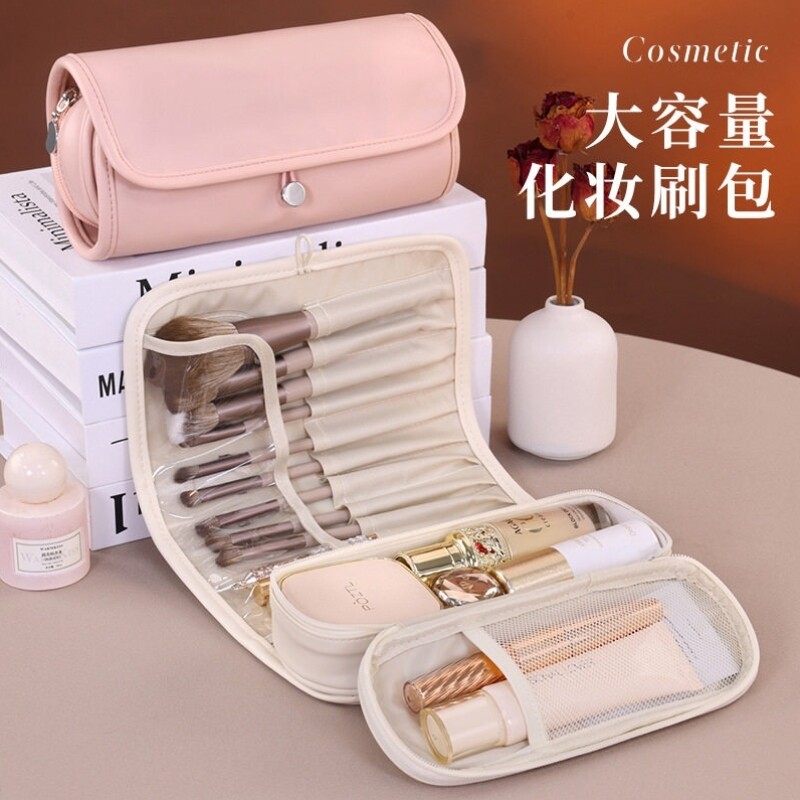 化妆刷分区收纳包2025新款便携旅行出差笔刷袋眉笔刷子眼影收纳袋