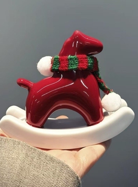 红色陶瓷小马摆件马到成功摇摇马新年氛围布置装饰马年吉祥物礼物