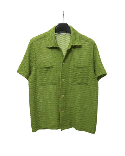 韩网代购直邮网状半开衫短袖衬衫