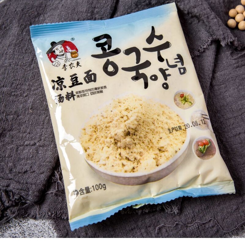 李农夫凉豆面用豆浆粉黄豆粉熟即食冷面凉拌面豆香味浓亲100克