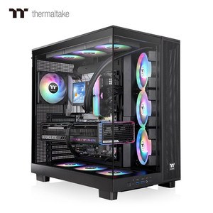 TT机箱钢影透EX Ultra 海景房电脑主机机箱atx板斜切双仓5090显卡