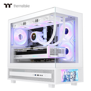 TT钢影透S-M PRO海景房机箱matx主板360水冷6寸屏幕台式电脑机箱