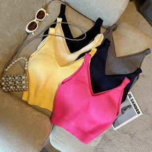 甜辣jazz上衣背心秋季新款多巴胺穿搭带胸垫针织爵士舞短款吊带女