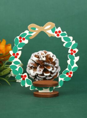 木质圣诞节花环摆件 木质工艺拍摄道具摆饰品厂家供应