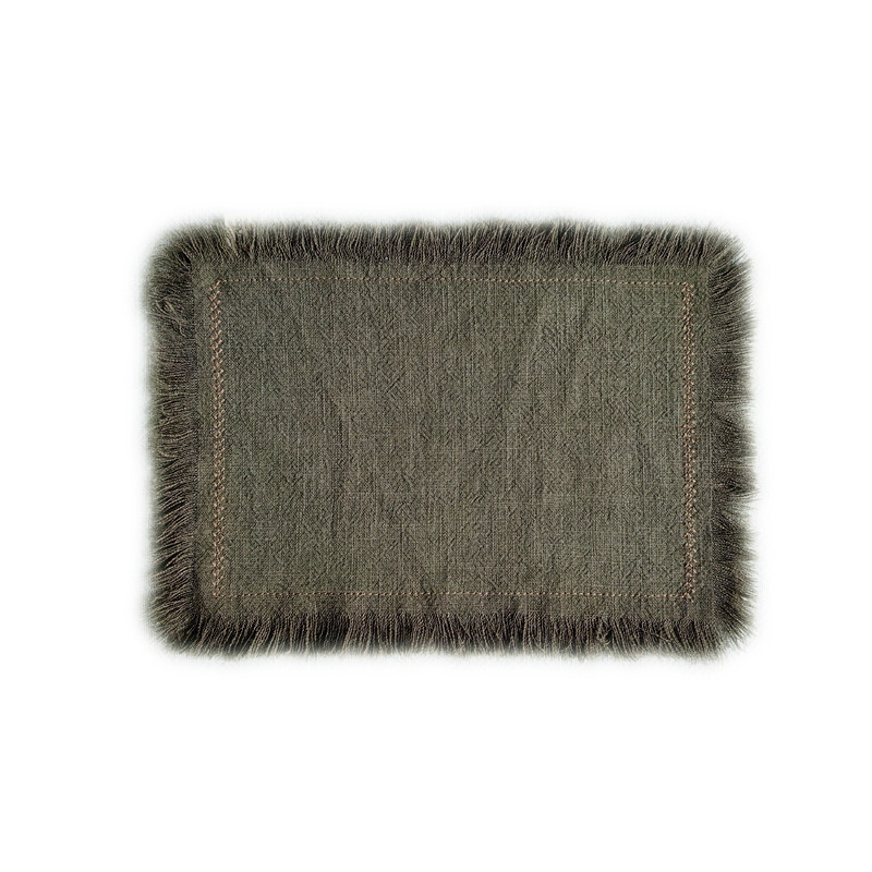 thumbnail for WOOKEN square inch between the enlarged coaster, double-layer anti-scalding, tea mat, placemat, retro embroidery, raw edges, thermal insulation wabi-sabi