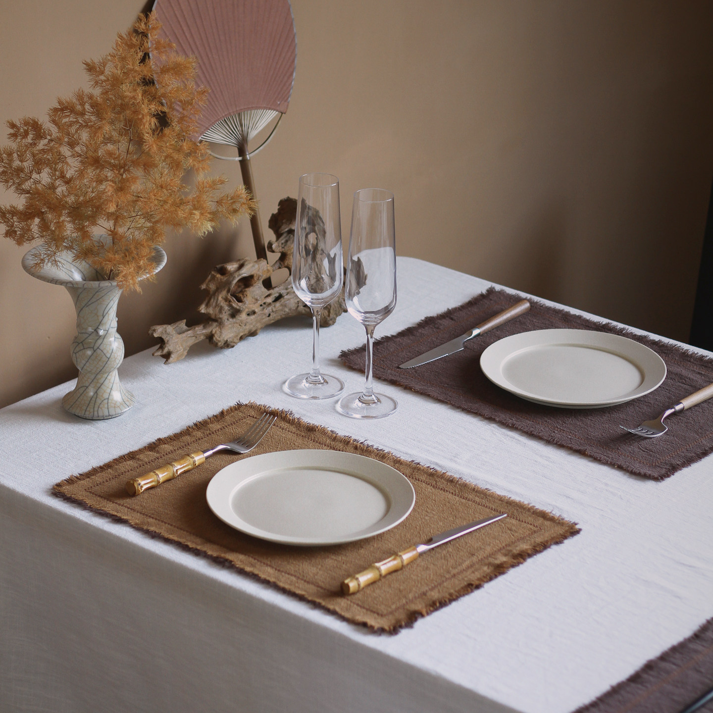 WOOKEN原创双层餐垫特厚正反可用侘寂高档苎麻棉隔热垫可水洗茶席,居家布艺,餐垫,淘宝优惠券,粉丝福利购,淘宝优惠卷