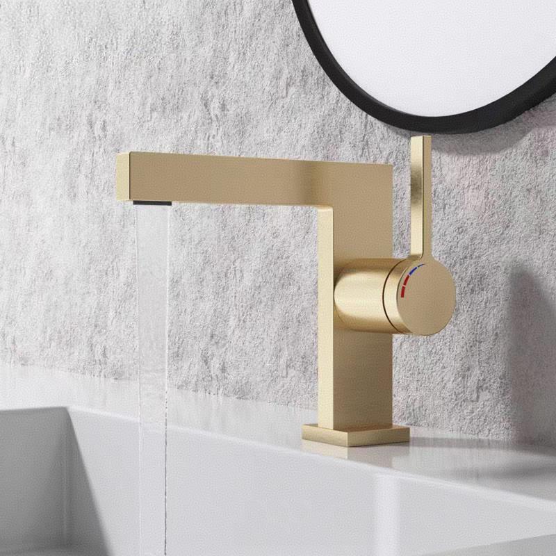 高端全铜冷热洗手盆面盆龙头卫生间浴室洗手盆脸盆奶白色金色