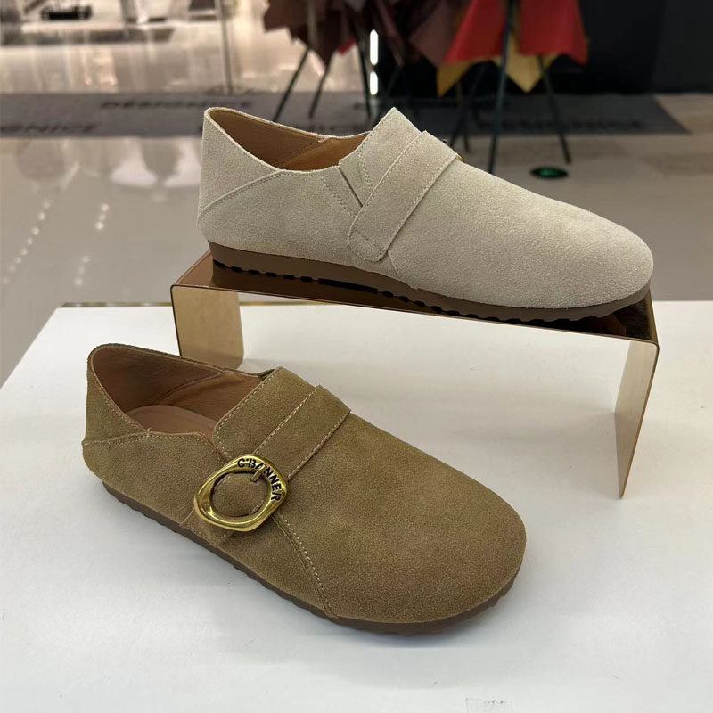 C.BANNER千百度2025秋正品圆头平跟舒适休闲勃肯女单鞋A25487310