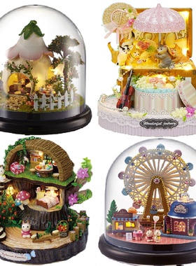 迷你diy小屋模型自制八音盒创意礼品手工制作拼装公主乐盒摩天轮