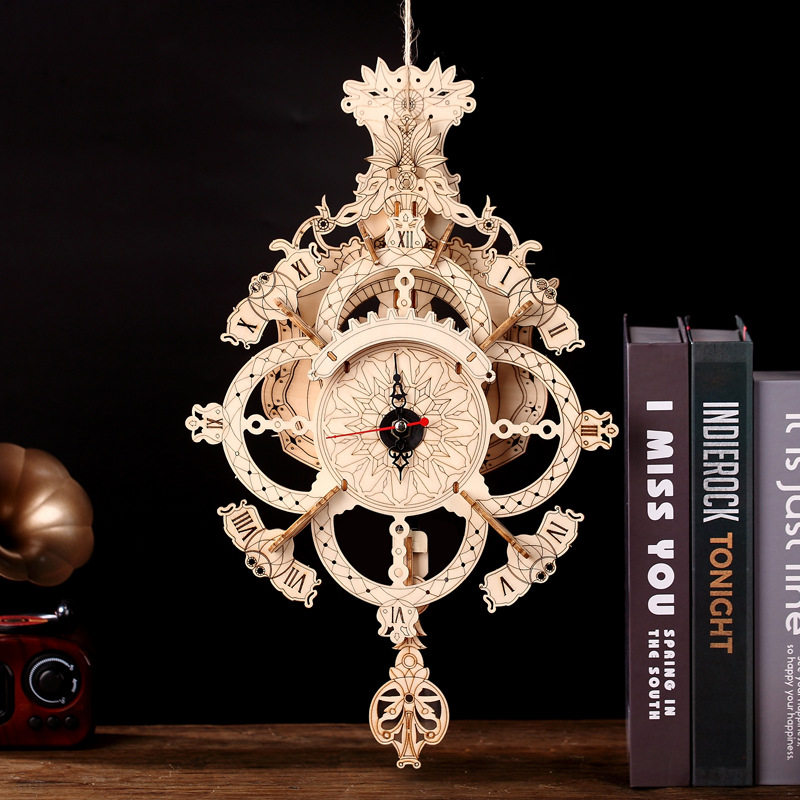 木质卡通椴木制diy挂钟家用组装饰模型拼插玩具复古异形创意礼品,家居饰品,挂钟,淘宝优惠券,粉丝福利购,淘宝优惠卷