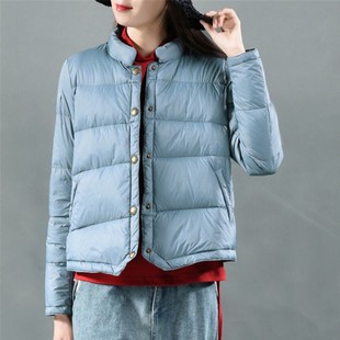 反季清仓轻薄羽绒服女短款2025年秋冬新款立领宽松白鸭绒轻便外套
