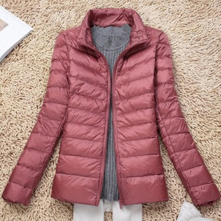 大碼 2025秋冬女裝 輕便外套 時尚 輕薄立領羽絨服女輕型修身 新款 短款