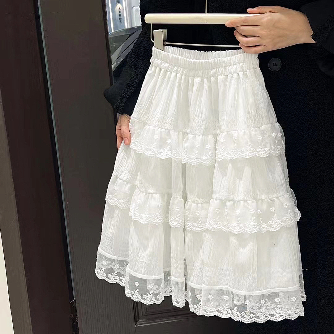 韩版女童甜美百搭白色蛋糕裙