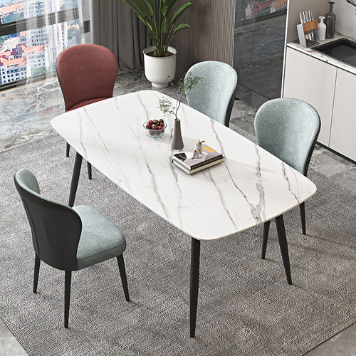 高级岩板餐桌椅子组合北欧现代简约家用小户型饭桌长方形网红餐桌