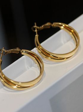 跨境外贸圆圈925银针镀K金耳环跨境网红日常搭配饰品女 44262