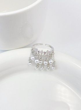 百搭女轻奢戒指开口珍珠小众潮流
