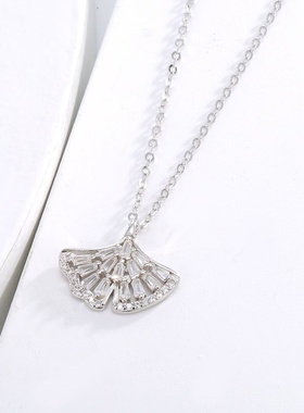 S925纯银杏叶项链女时尚轻奢三生有幸项链精致百搭设计感女锁骨链