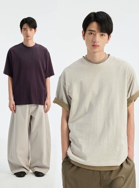 BUTTBILL 26SS汉麻复古通勤打底宽松圆领多色基础透气短袖T恤男女