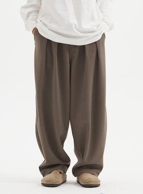 BUTTBILL冬季新款加厚毛呢裤宽松垂感西裤直筒百搭潮流休闲长裤男