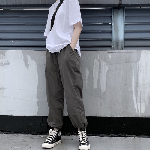 弹力抽绳束脚裤九分裤休闲工装裤