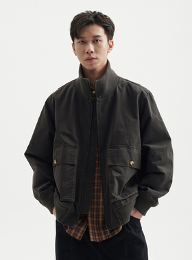 BUTTBILL 25AW酵洗立领夹克重磅工装大口袋复古休闲日系外套男女