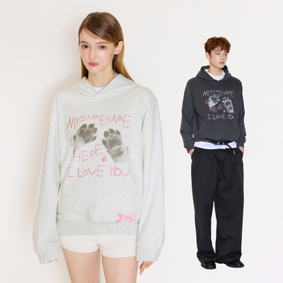 MYSAMESAME猫爪字母印花连帽卫衣