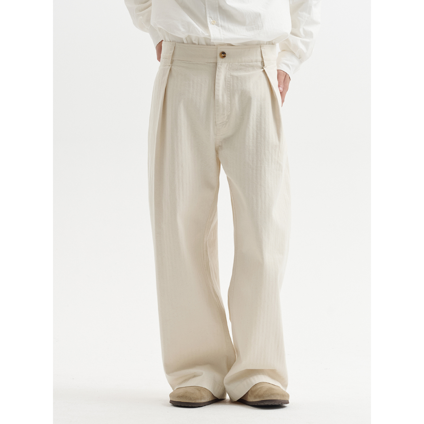 BUTTBILL复古纯棉斜纹宽松休闲裤