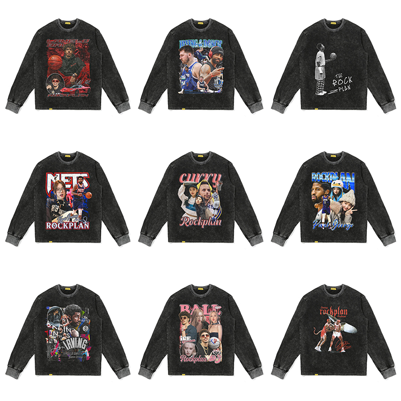 摇滚计划重磅纯棉长袖T恤美式男