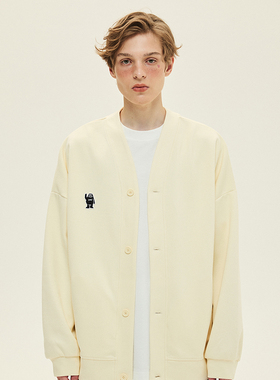 SAMESAME23AW双面精棉日系休闲针织立体宽松开衫卫衣V领插袋外套