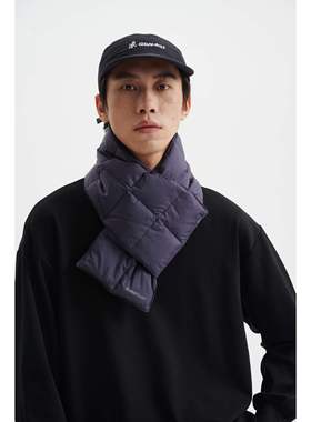 BUTTBILL 22AW日系复古情侣款菱格简约短款围巾保暖纯色羽绒围脖