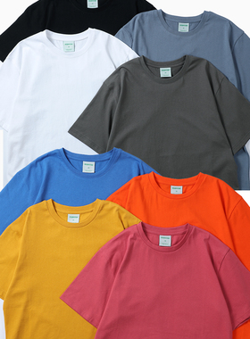 NEARFUTURE夏季纯色T恤情侣潮流日系宽松纯棉圆领打底衫白色短袖