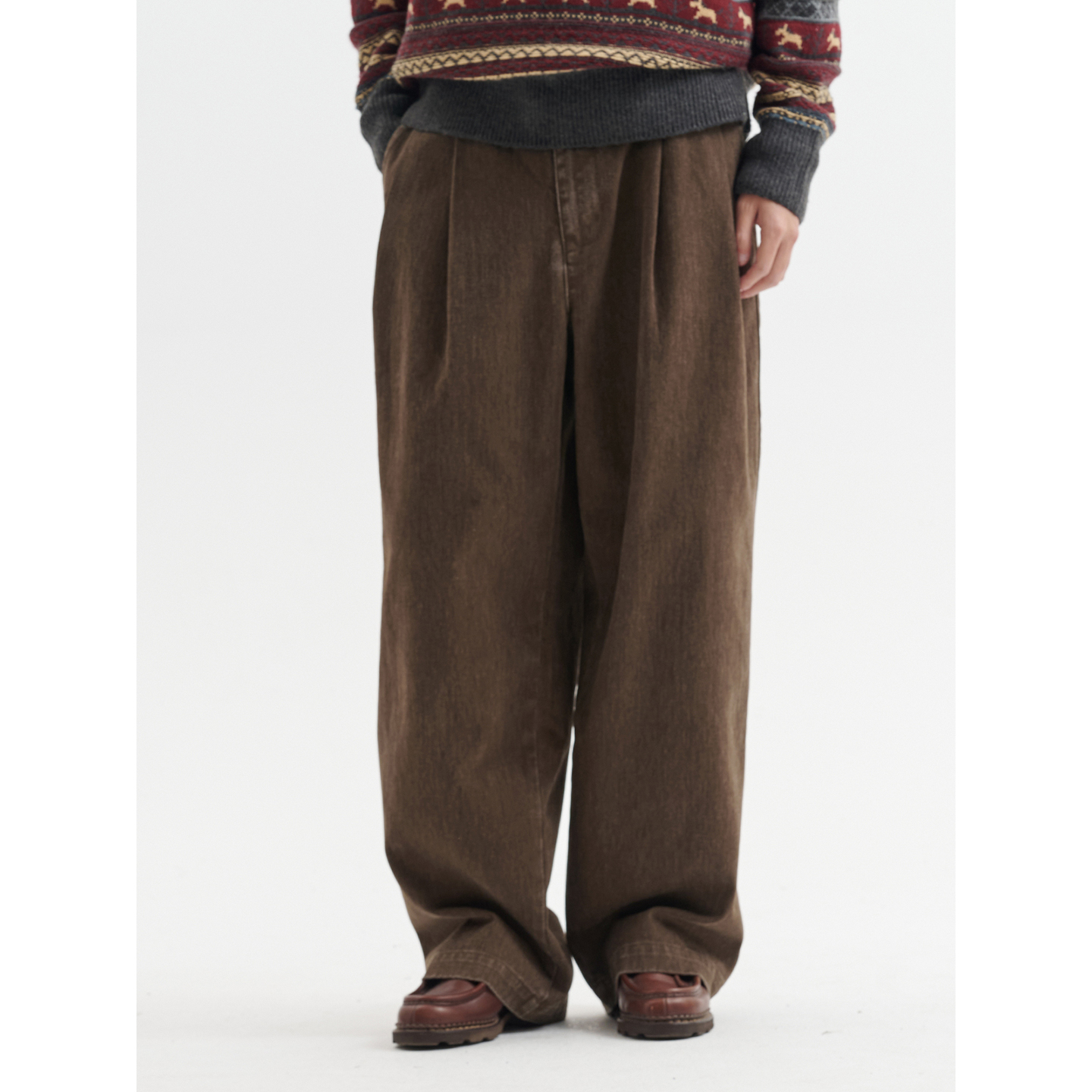 复古褶皱日系休闲长裤廓形裤子