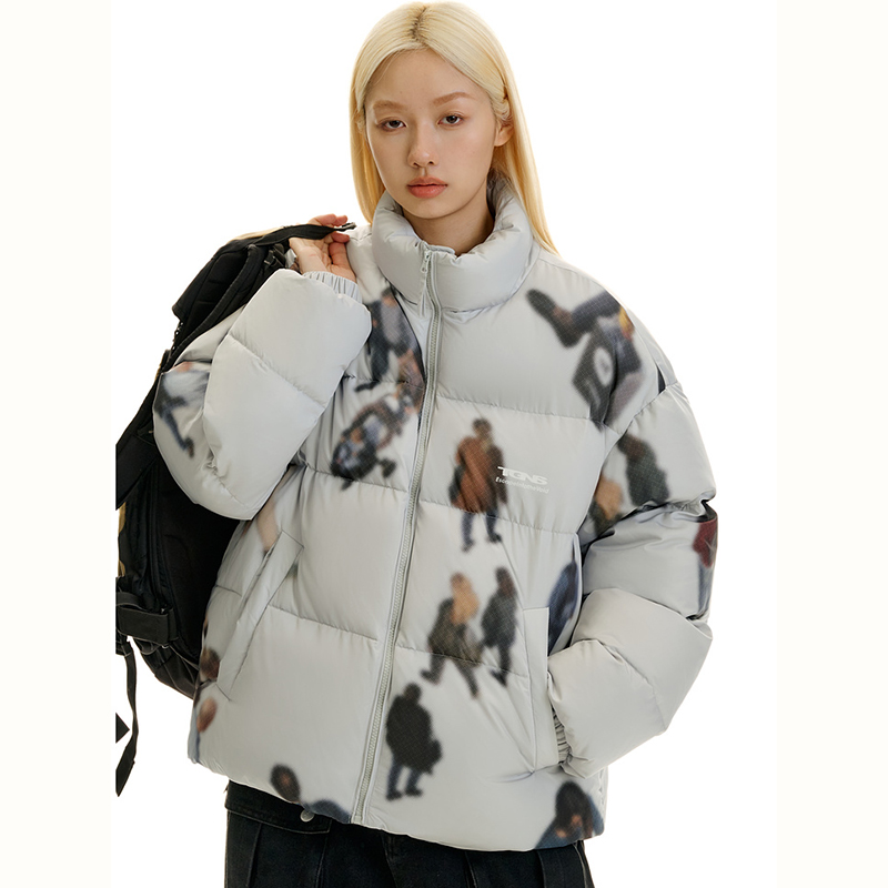 TGNS冬季保暖加厚印花棉衣情侣