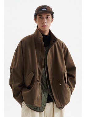 BUTTBILL 日系三合一两件毛呢M51风衣外套男情侣夹克廓形棉服冬季