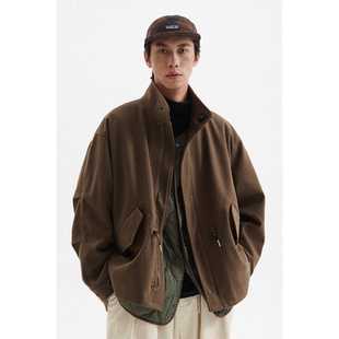 BUTTBILL 日系三合一两件毛呢M51风衣外套男情侣夹克廓形棉服冬季