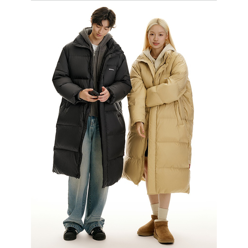 TGNS连帽休闲中长款可折叠羽绒服