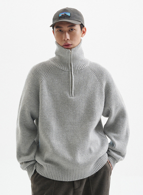 BUTTBILL 23AW秋冬高领半拉链情侣针织衫翻领打底日系长袖毛衣男