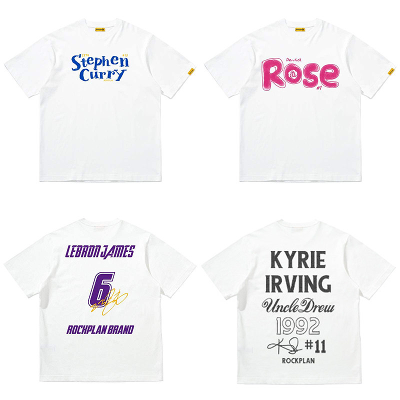 摇滚计划球星普尔欧文杜兰特詹姆斯美式篮球印花白色短袖T恤男女