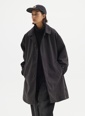 BUTTBILL日系复古中长款加厚毛呢大衣西装领棉服风衣秋冬呢子外套