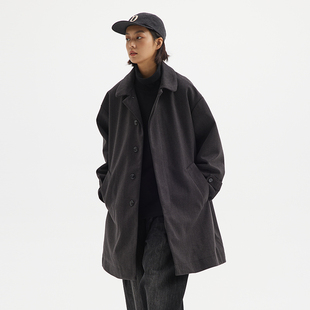 BUTTBILL日系复古中长款加厚毛呢大衣西装领棉服风衣秋冬呢子外套